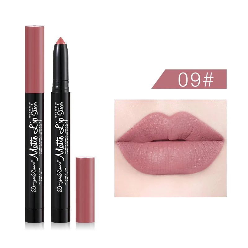 Matte Nude Lipstick Lip Liner 2 In 1 Long Wearing Waterproof Lip Ink Crayon Built-in Sharpener Professional Makeup For Women