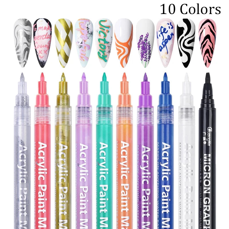 1Set Nail Art Drawing Pen Graffiti Nail Acrylic Pen Waterproof Painting Liner DIY 3D Abstract Line Nail Art Beauty Tool Manicure