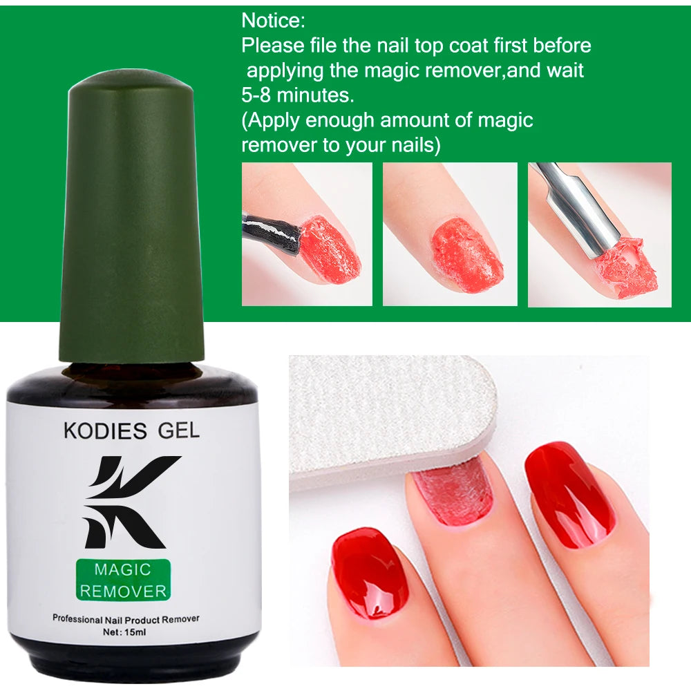 KODIES GEL Magic Remover Gel Nail Polish 15ML Strong Burst Semi Permanent Gel Remover Cleanser Liquid Manicure Nails Art Tools