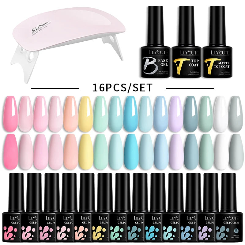 Manicure Set 32Colors Gel Nail Polish Set With UV LED Lamp Dryer Nail Art Vernis Semi Permanent UV Gel Set Nail Supplies Kit