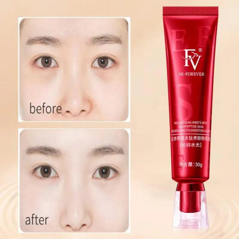 FV Foundation Precious Luxury Herbal Extracts Concealer Oil-control Waterprof Makeup Base Cream Free Gift triangular powder puff