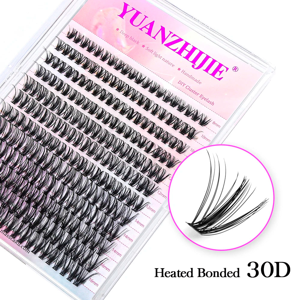 YUANZHIJE DIY Cluster Lash Extension Wispy Lashes Fluffy Individual Premade fans 0.07 Russian Volume Mink Bundle Lashes Makeup