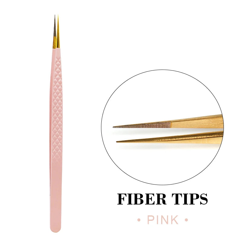 Fiber Eyelash Extension Tweezer Volume Precise Diamond Grip Fiber Tip Stainless Steel High Quality Eyebrow Makeup