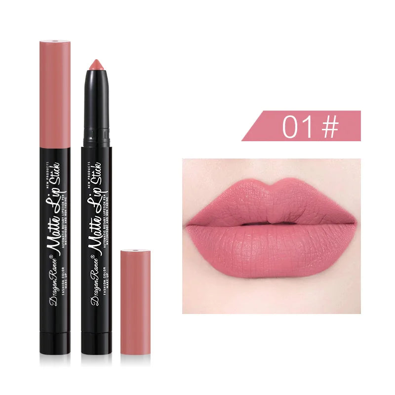 Matte Nude Lipstick Lip Liner 2 In 1 Long Wearing Waterproof Lip Ink Crayon Built-in Sharpener Professional Makeup For Women