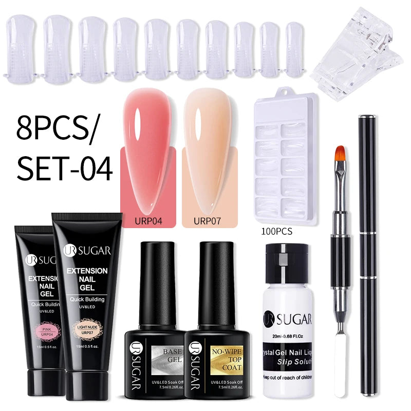 UR SUGAR 15ml Extension Gel Set Kits Semi Permanent Acrylic Hard Gel White Clear Nude Gel Nail Polish Nail Art Construction Gel