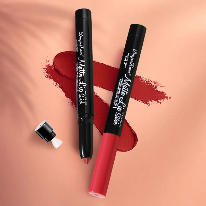 Matte Nude Lipstick Lip Liner 2 In 1 Long Wearing Waterproof Lip Ink Crayon Built-in Sharpener Professional Makeup For Women