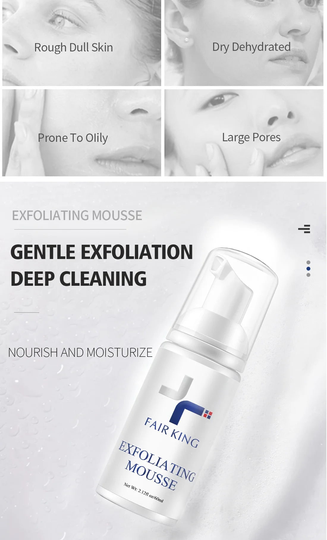 FAIR KING Exfoliating Mousse Improves Skin Texture Cleanses Makeup Dust Improves Enlarged Pores Absorbs Oil Cosmetics Wholesale