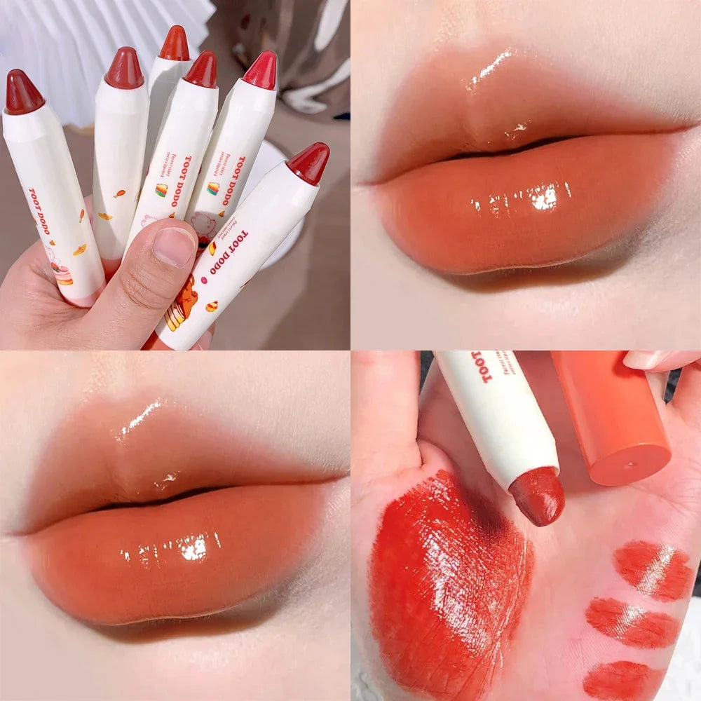 Waterproof Crayon Mirror Water Lipstick Pen 6 Colors Long Lasting Moisturizing Non-stick Cup Lipliner Pen Lips Makeup Cosmetics