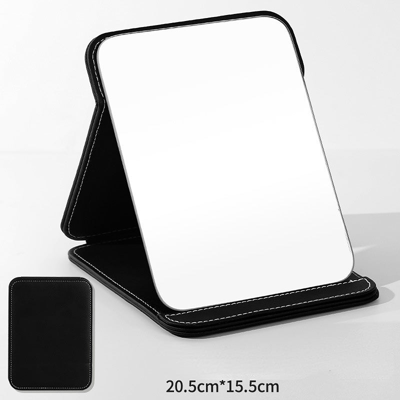 Fashion Mirror Makeup Mirror Household Desktop Vanity Mirror Portable High Definition PU Folding Beauty Mirror