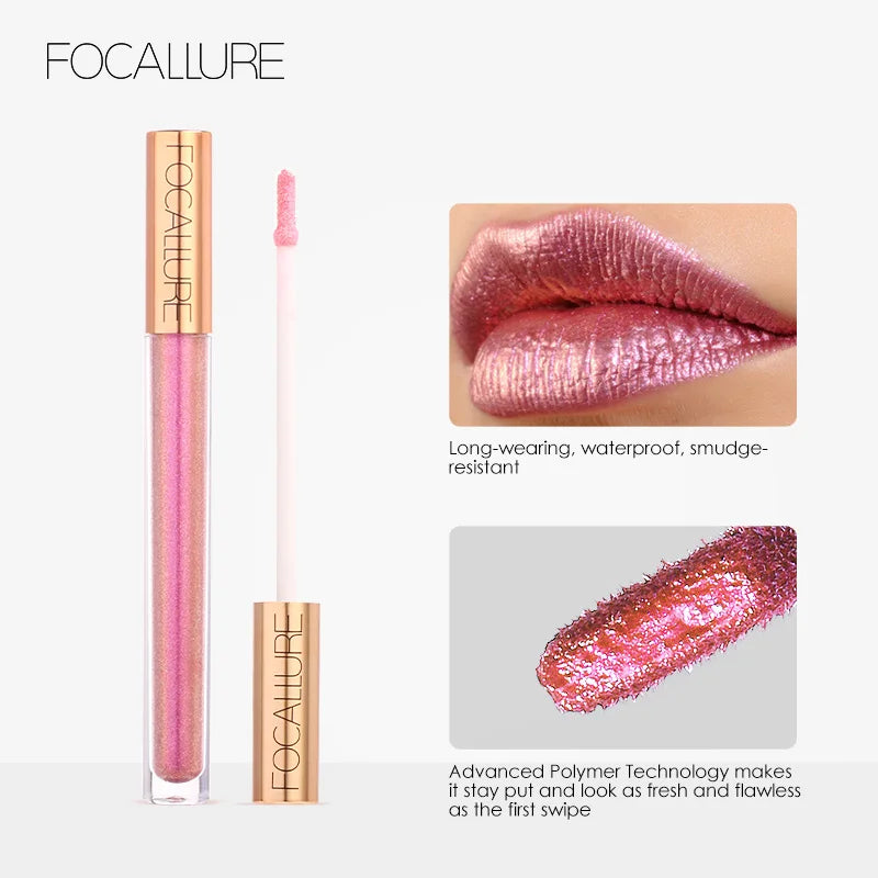 FOCALLURE 12 Color Chameleon Lip Gloss Shiny Matte Long Lasting Bright Moisturizing Liquid Lipstick Beauty Lips Makeup Cosmetics