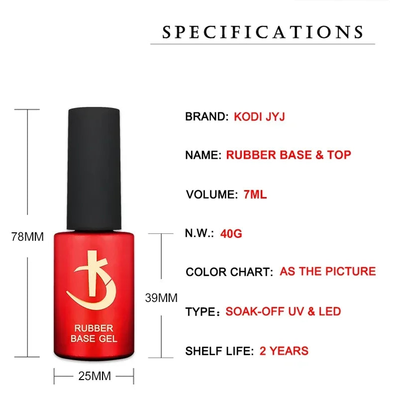 KODI JYJ Latest Thick Nail Base Coat 7ml Gel Varnish for Nail Manicure Semipermanent Rubber Base and Top Gel Nail Polish Gellak