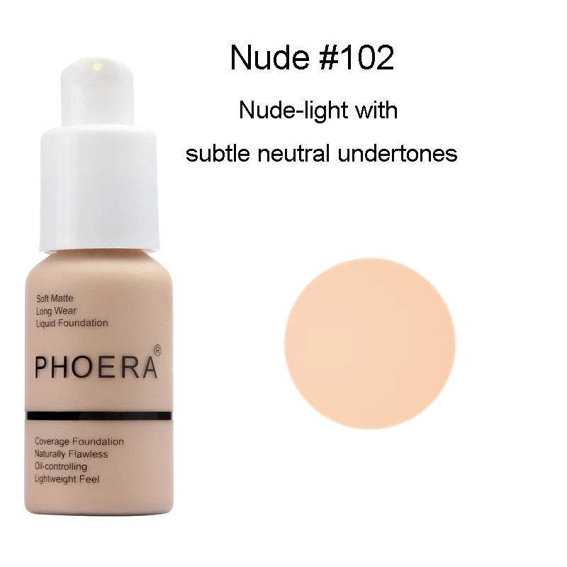 PHOERA 30ml Liquid Foundation Set Oil-control Concealer Cream Hydrating Long Lasting Hydrating Makeup Foundation TSLM1