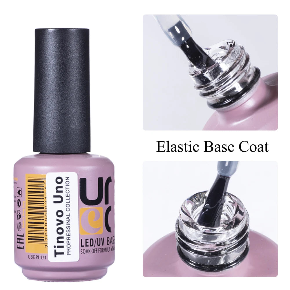 Tinovo Uno Latest Rubber Base Gel Nail Polish UV Semi Permanent Thick Strong Base Coat Top Coat for Manicure Nails Art Salon