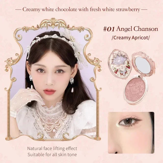 Flower Knows Embossed Blush Strawberry Rococo Series Natural Waterproof Anti-sweat Brightening Skin Tone Contouring Cheek Tint