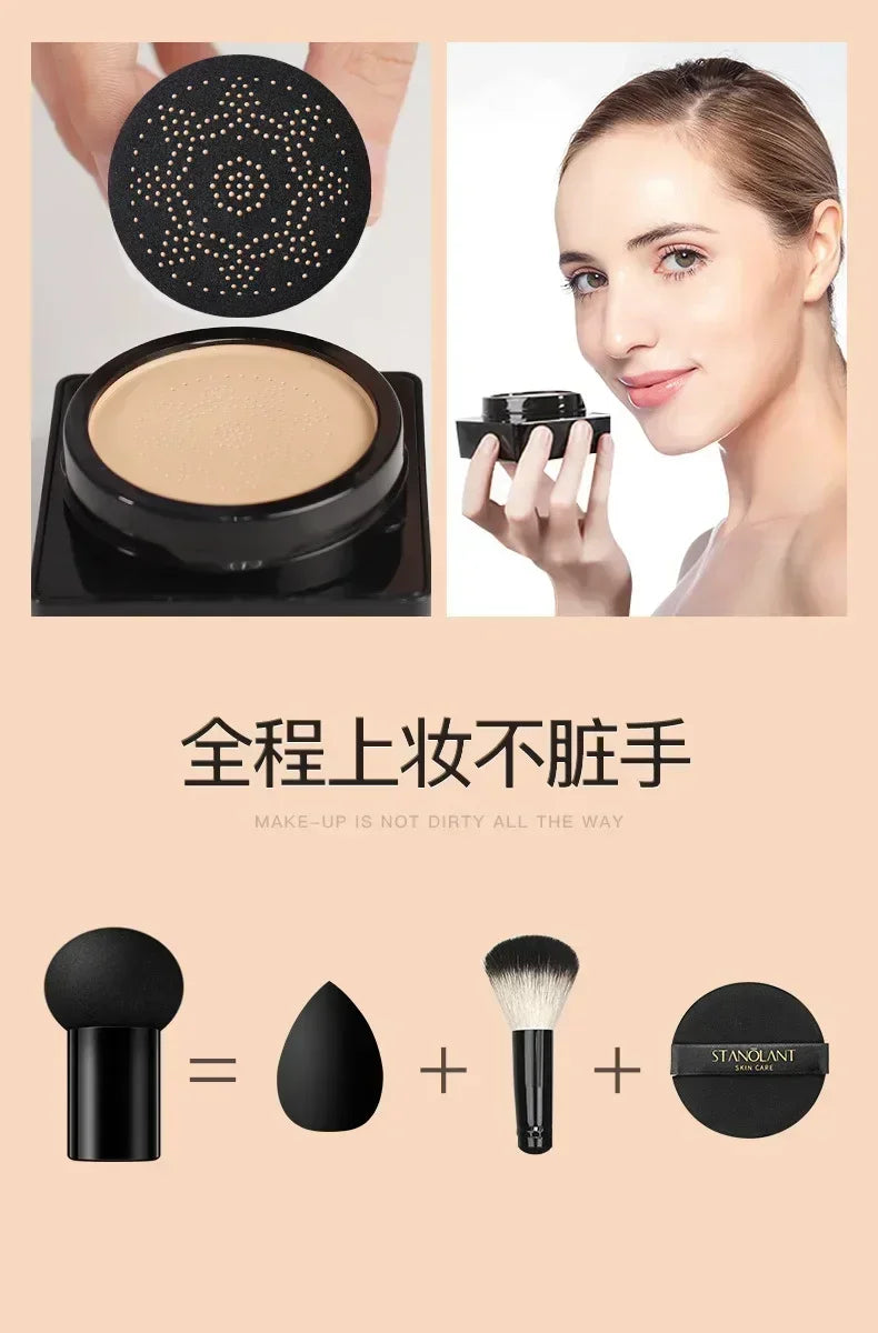 Natural concealer Air Cushion Mushroom Head  CC Cream Waterproof Moisturizing Brighten Skin Tone BB Cream Foundation Makeup