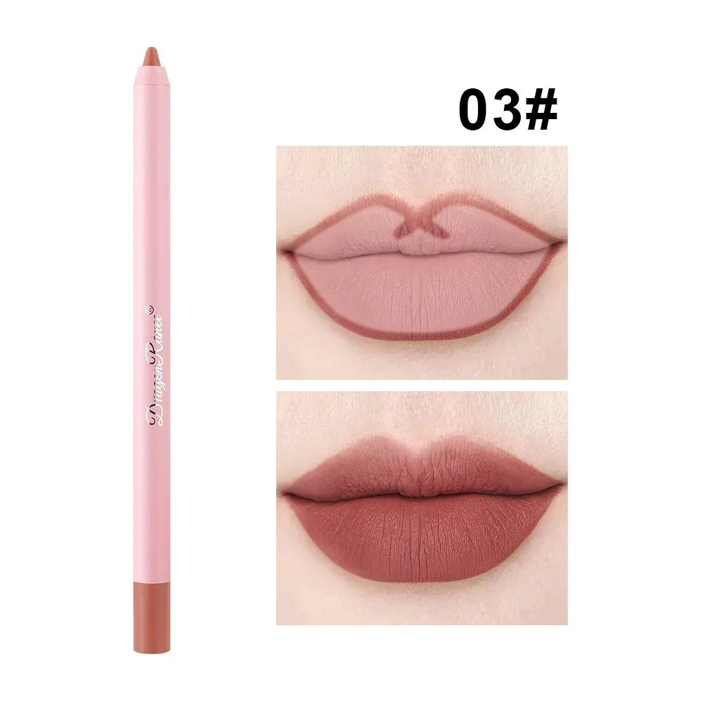 Matte Pink Lipstick Pencil Non-stick Cup Lasting Contour Lip Liner Pencil Waterproof Crayon Pigments Lipliner Pen Lips Makeup