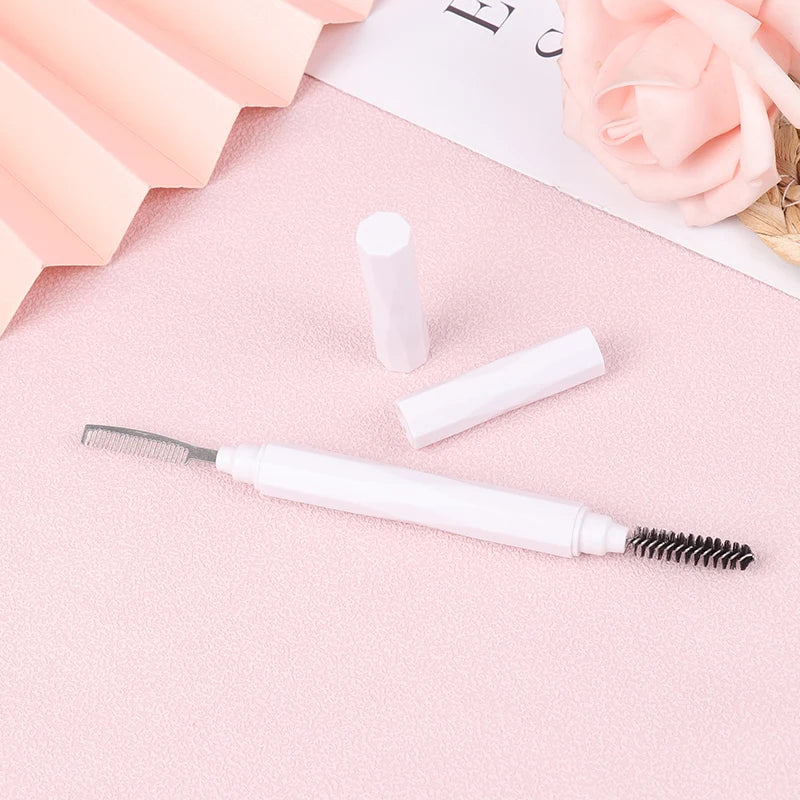 Double Headed Eyebrow And Eyelash Comb Spiral Brush Fine Toothed Small Steel Comb Professional Beauty Makeup Tools For Eye