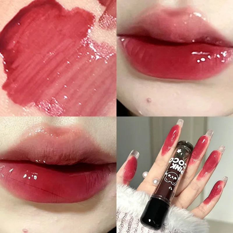 Mirror Glass Lip Tint Punk Dark Red Lip Inks Juice Lip Glaze Water Light Clear Lipstick Non Stick Cup Liquid Liptint Makeup