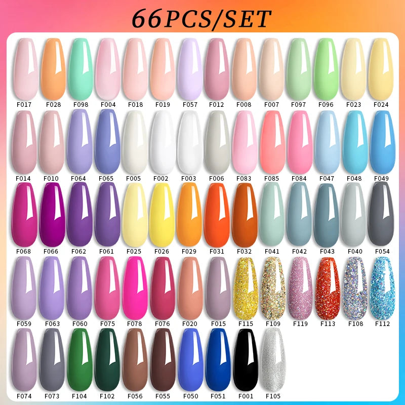 LILYCUTE 60/66/129PCS/Set Gel Nail Polish Set Glitter Colors Nail Kit Esmaltes Semi Permanent UV Gel Nail Art DIY Manicure Sets