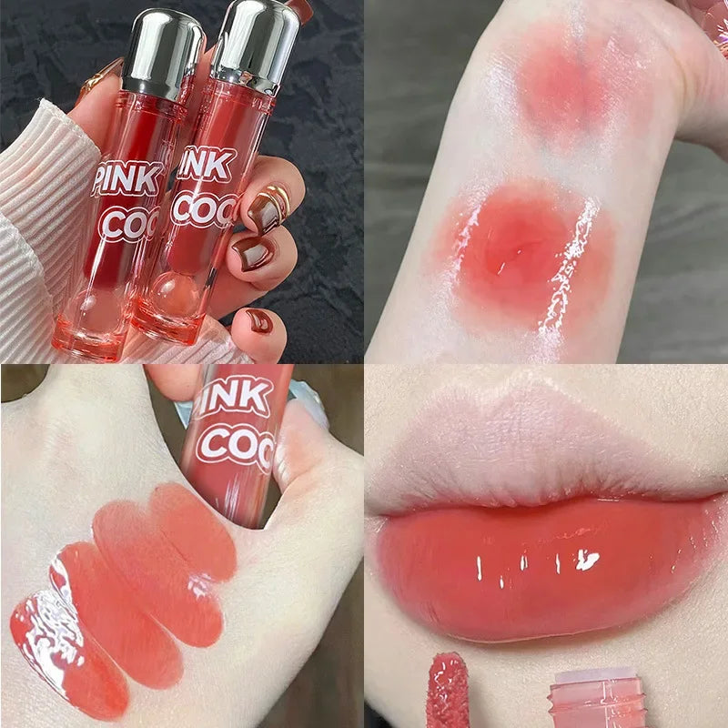 Mirror Glass Lip Tint Punk Dark Red Lip Inks Juice Lip Glaze Water Light Clear Lipstick Non Stick Cup Liquid Liptint Makeup