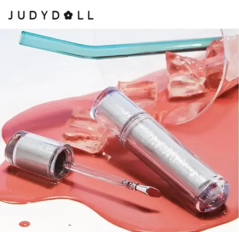 Judydoll Ice Iron Lip Glaze Lipsticks Non-Stick Cups Mirror Shine Watery Lip Lotion Metal Brush Head Makeup Cosmetics