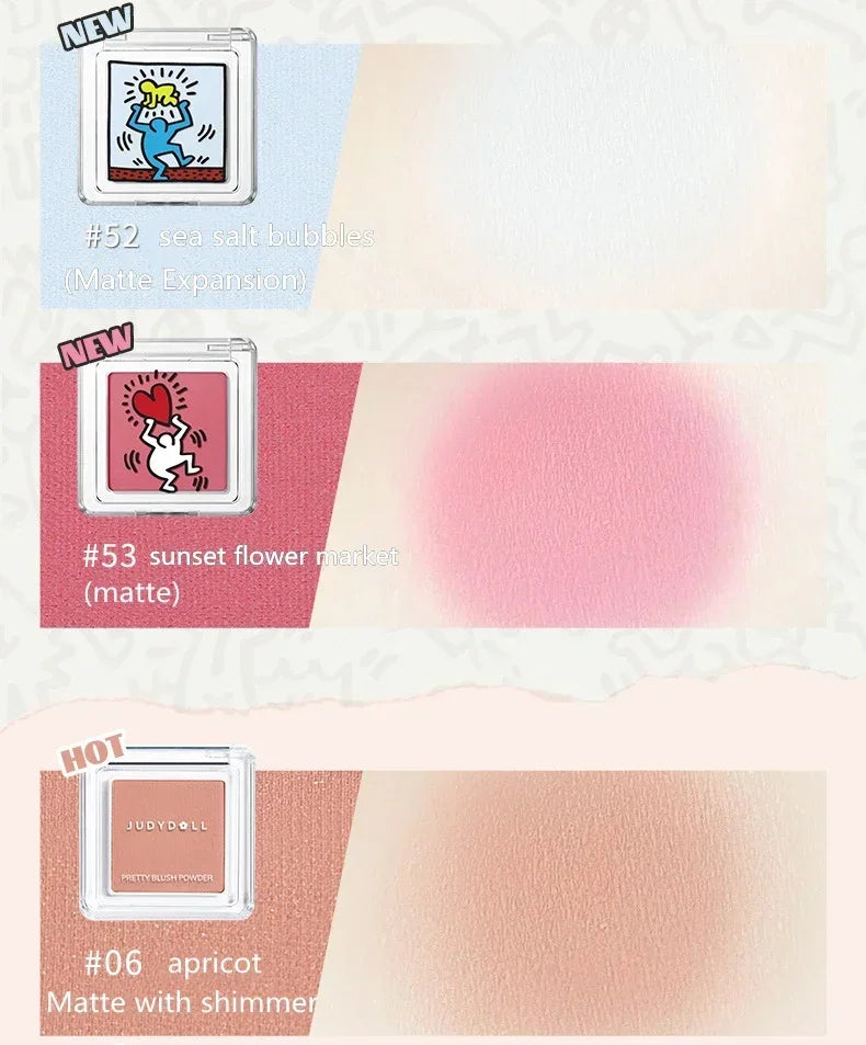 Judydoll Monochrome Blush Portable Silky Cream Multipurpose Blusher Eyeshadow Nude Natural Brighten Skin Tone Makeup Cosmetics