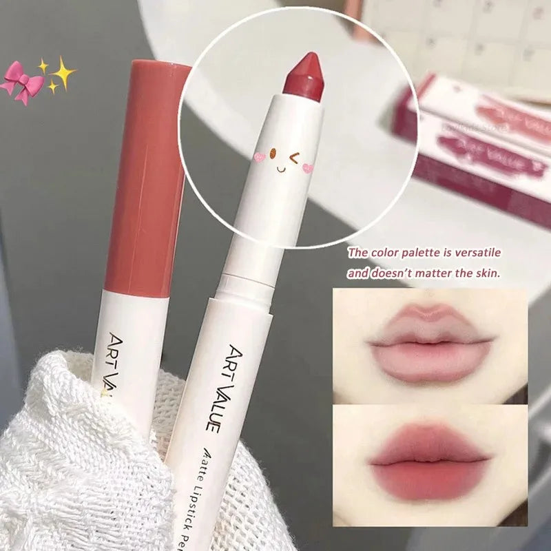 Matte Pink Lipstick Pencil Non-stick Cup Lasting Contour Lip Liner Pencil Waterproof Crayon Pigments Lipliner Pen Lips Makeup