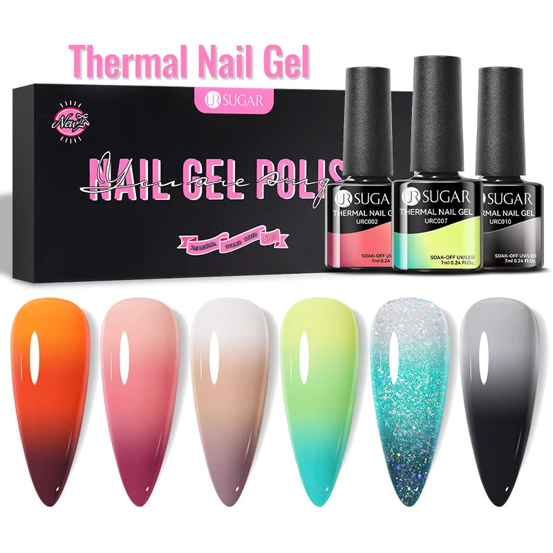 UR SUGAR 6Pcs Color Gel Nail Polish Kit 7ml Glass Bottle Soak Off UV LED Nails Varnish Gel Whole Set Semi Permanent Nail Art Gel