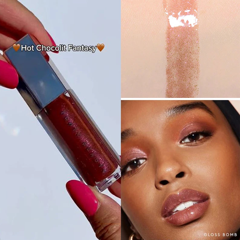 FB Gloss Bomb Cream Color Drip Lip Cream&Heat Makeup Liquid Lipstick Moisturizing Plumper Long Lasting Lipgloss 9ml