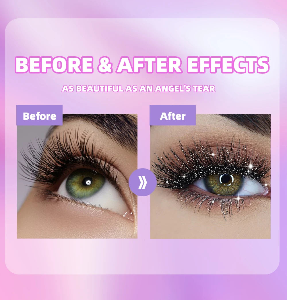 Diamond Glitter Mascara Fast Dry Eyelashes Curling Extension Makeup Waterproof Long-lasting Lengthens Eye Lash Black 4D Mascara