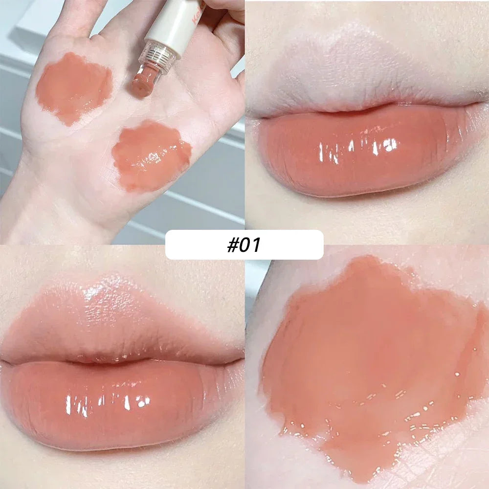 4 Colors Water Mirror Lip Gloss Moisturizing Nude Lipgloss Jelly Transparent Tube Liquid Lipstick Long Lasting Makeup Cosmetics