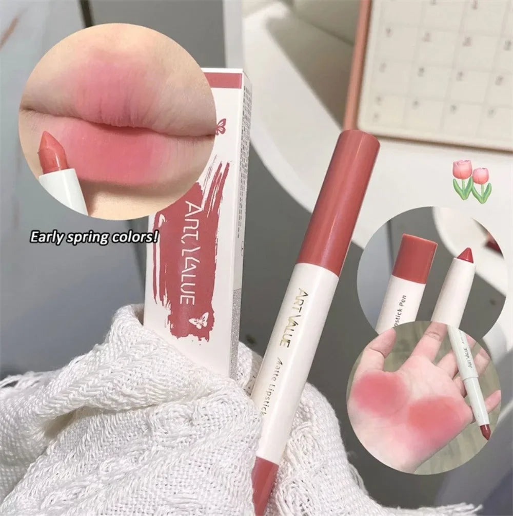 Matte Pink Lipstick Pencil Non-stick Cup Lasting Contour Lip Liner Pencil Waterproof Crayon Pigments Lipliner Pen Lips Makeup