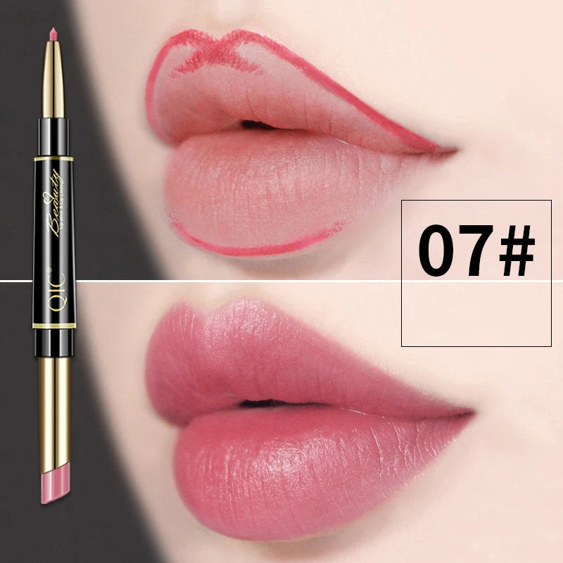 2 IN 1 Lip Liner Waterproof Matte Lipstick Pencil Sexy Red Long Lasting Lipliner Makeup Cosmetics