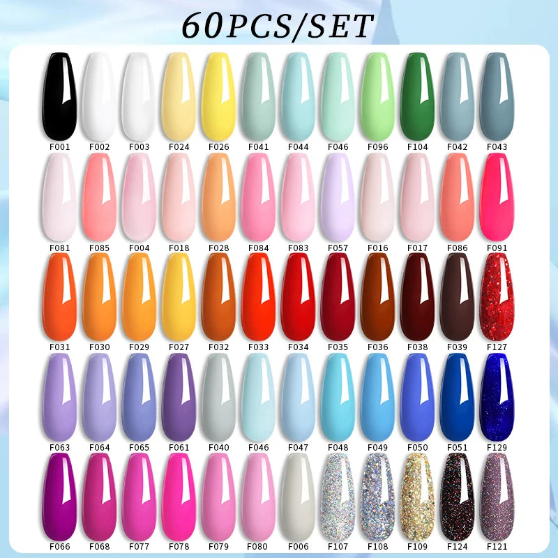 LILYCUTE 60/66/129PCS/Set Gel Nail Polish Set Glitter Colors Nail Kit Esmaltes Semi Permanent UV Gel Nail Art DIY Manicure Sets