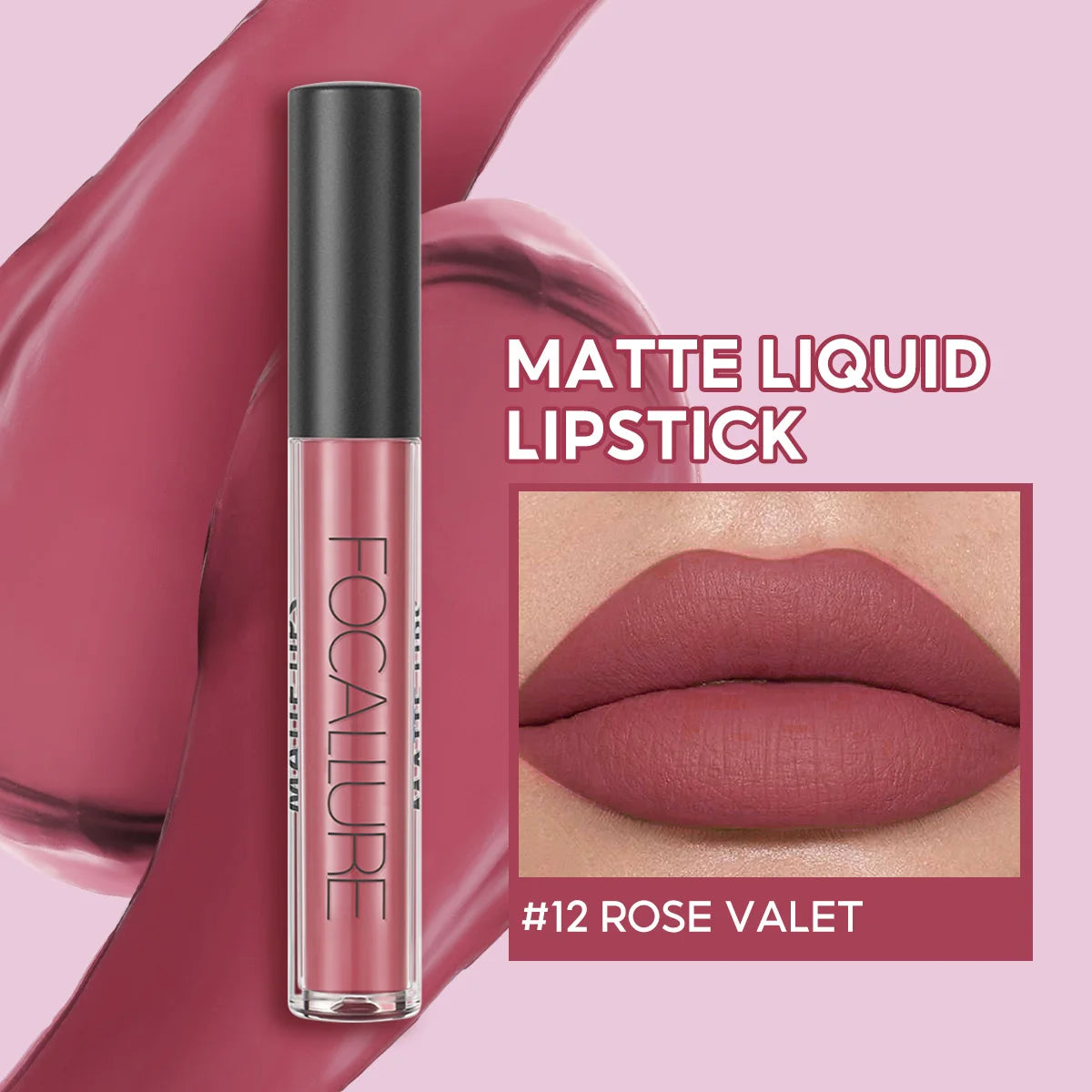 FOCALLURE Matte Liquid Lipstick Long-lasting Waterproof Lip Gloss 10 Colors Lip Glaze Non-Stick Cup Lip Tint Makeup Cosmetics