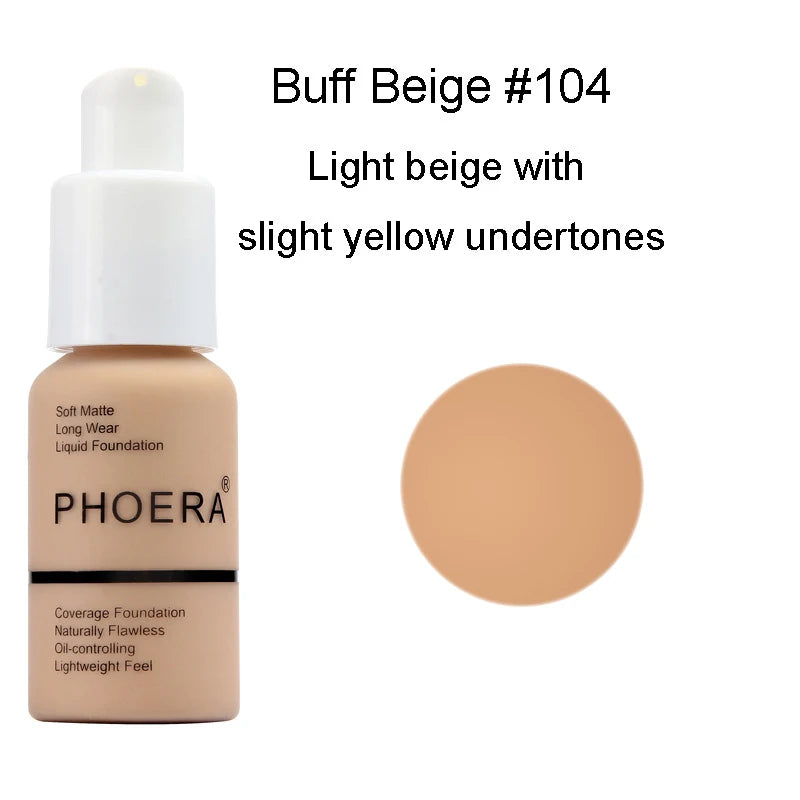 PHOERA 30ml Liquid Foundation Set Oil-control Concealer Cream Hydrating Long Lasting Hydrating Makeup Foundation TSLM1