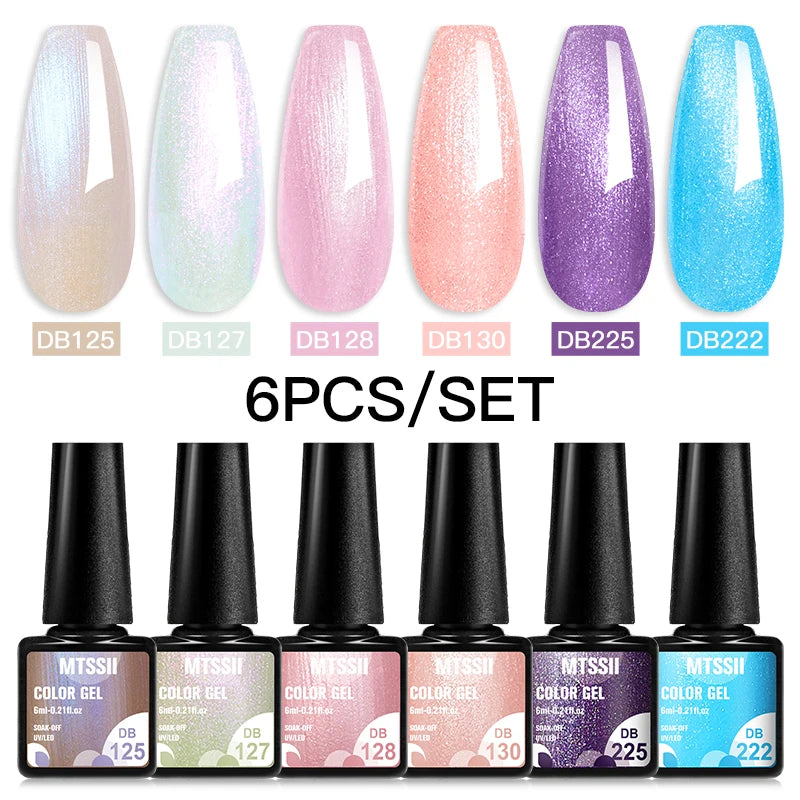 6Pcs Red Series Gel Nail Polish Set Winter Colors Semi Permanent Varnish Soak Off UV LED Gel Nail Art Manicure Base Top Coat Kit