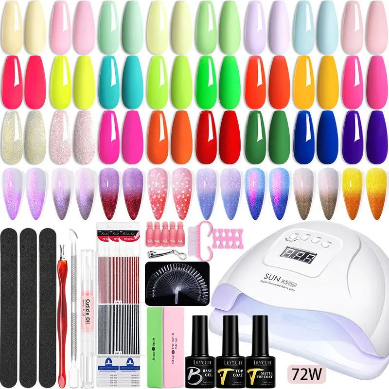 Manicure Set 32Colors Gel Nail Polish Set With UV LED Lamp Dryer Nail Art Vernis Semi Permanent UV Gel Set Nail Supplies Kit