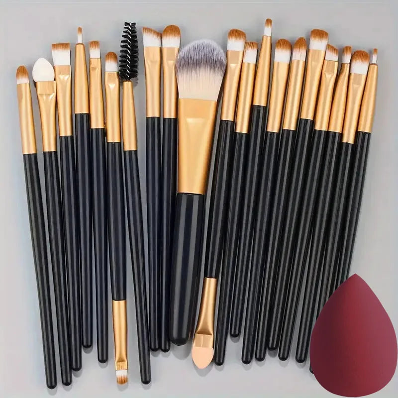 20PCS Makeup Brushes Set for Cosmetics Foundation Blush Powder Eyeshadow Kabuki Blending Brush With Powder Puff  Beauty Tools