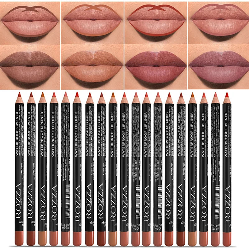 Nude Matte Lipstick Pencil multifunctional14 Color Long-lasting Waterproof Lip Pencil High Pigmented Lip Liner Lip Makeup Tool