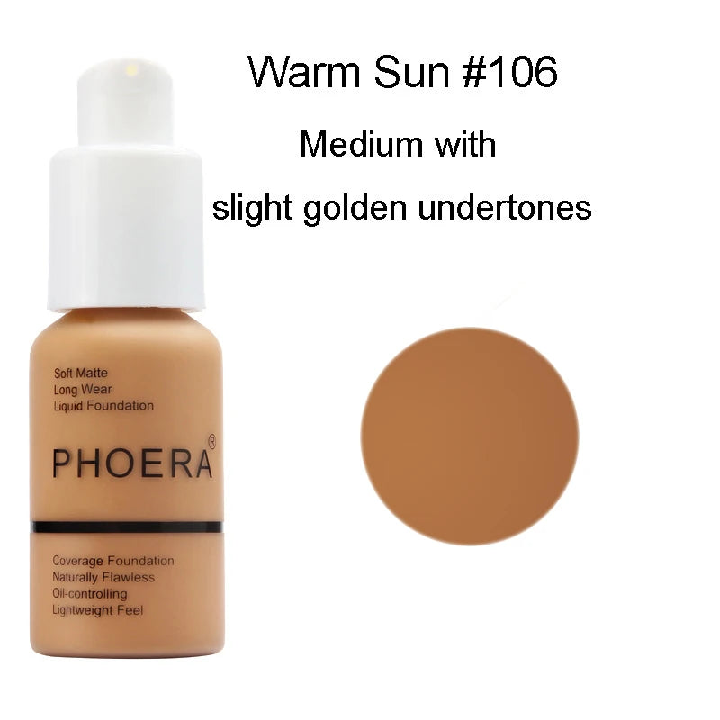 PHOERA 30ml Liquid Foundation Set Oil-control Concealer Cream Hydrating Long Lasting Hydrating Makeup Foundation TSLM1