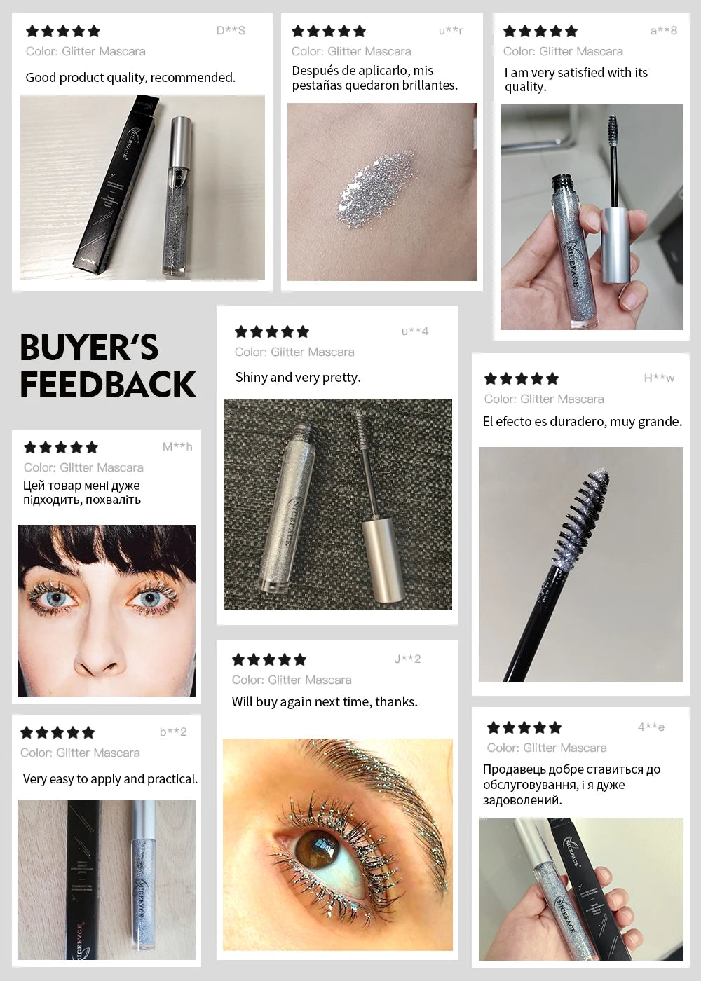 Diamond Glitter Mascara Fast Dry Eyelashes Curling Extension Makeup Waterproof Long-lasting Lengthens Eye Lash Black 4D Mascara