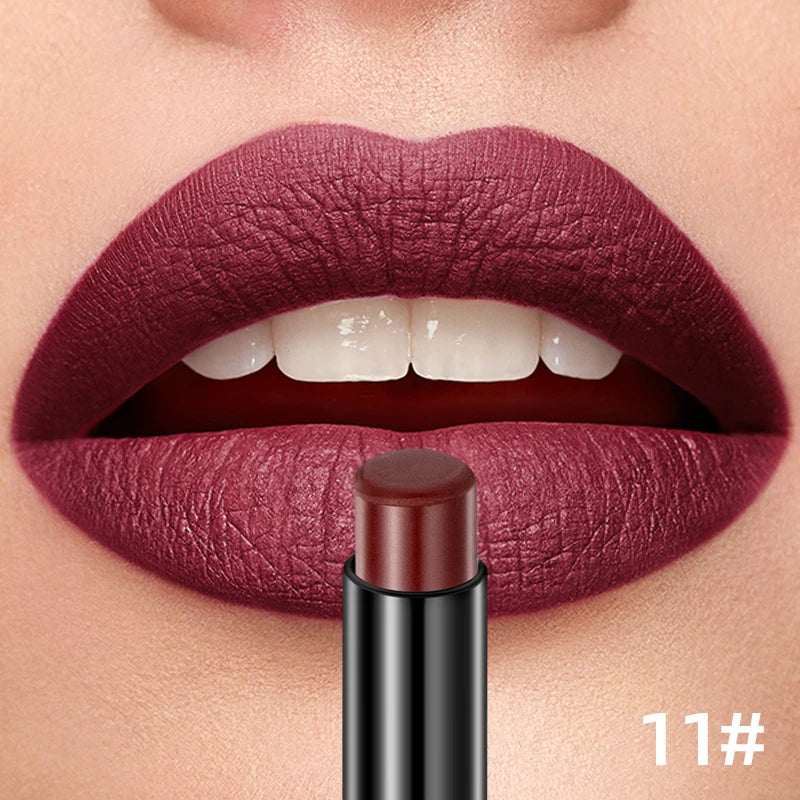 QIBEST 12 Colors Velvet Matte Lipstick Pen Cosmetics Lasting Nude Crayon Lipstick Moisturising Red Brown Lip Liner Pencil Makeup