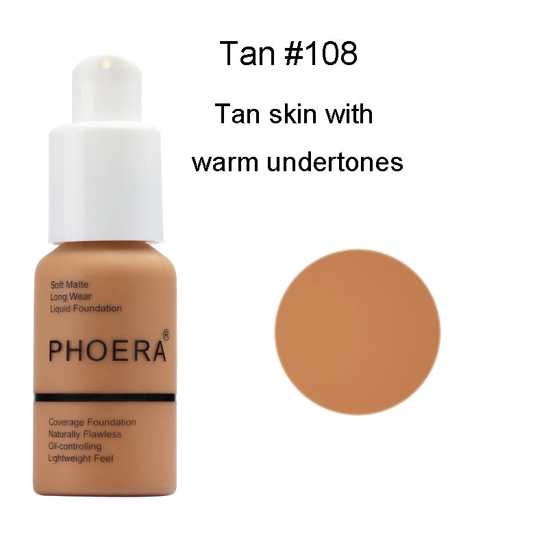 PHOERA 30ml Liquid Foundation Set Oil-control Concealer Cream Hydrating Long Lasting Hydrating Makeup Foundation TSLM1