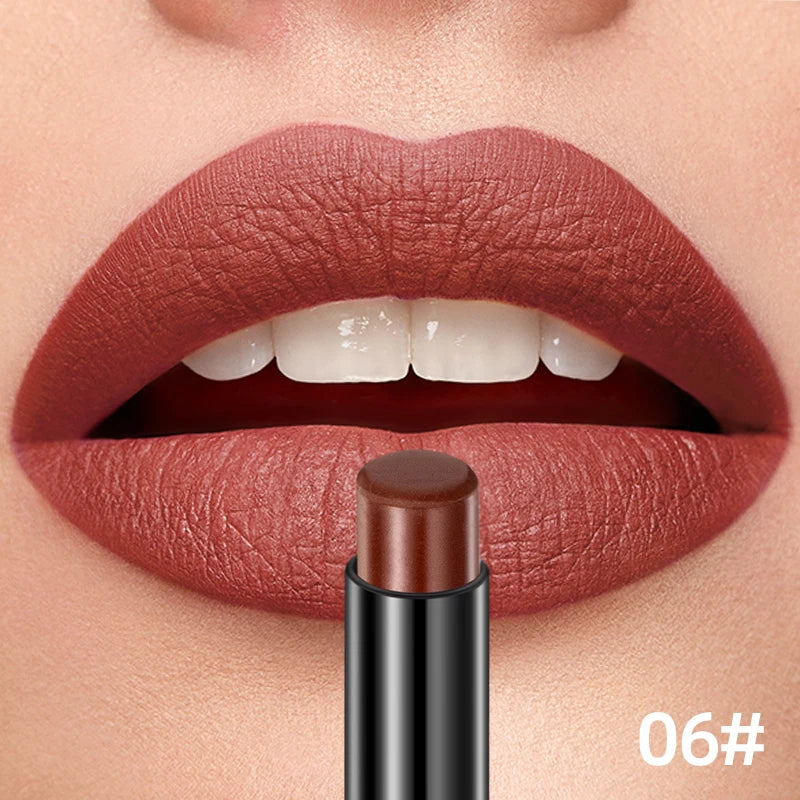 QIBEST 12 Colors Velvet Matte Lipstick Pen Cosmetics Lasting Nude Crayon Lipstick Moisturising Red Brown Lip Liner Pencil Makeup