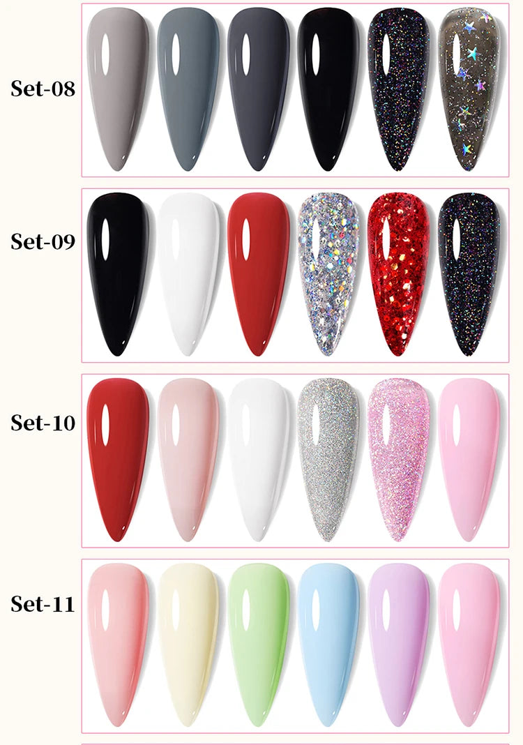 UR SUGAR 6Pcs Color Gel Nail Polish Kit 7ml Glass Bottle Soak Off UV LED Nails Varnish Gel Whole Set Semi Permanent Nail Art Gel