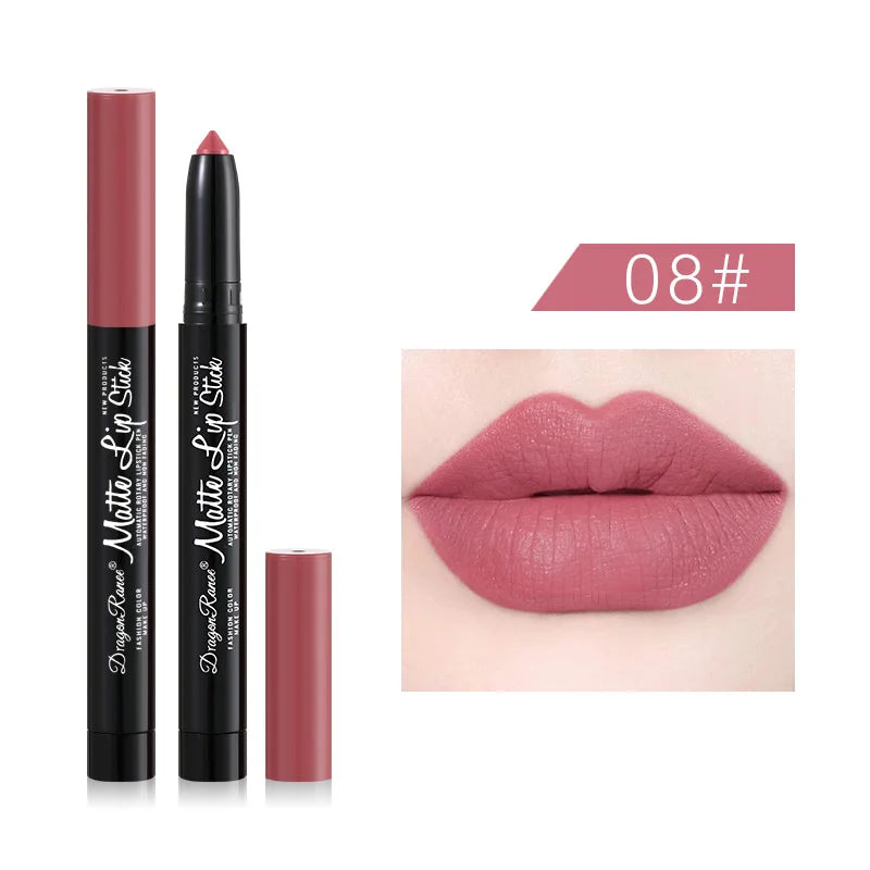 Matte Nude Lipstick Lip Liner 2 In 1 Long Wearing Waterproof Lip Ink Crayon Built-in Sharpener Professional Makeup For Women