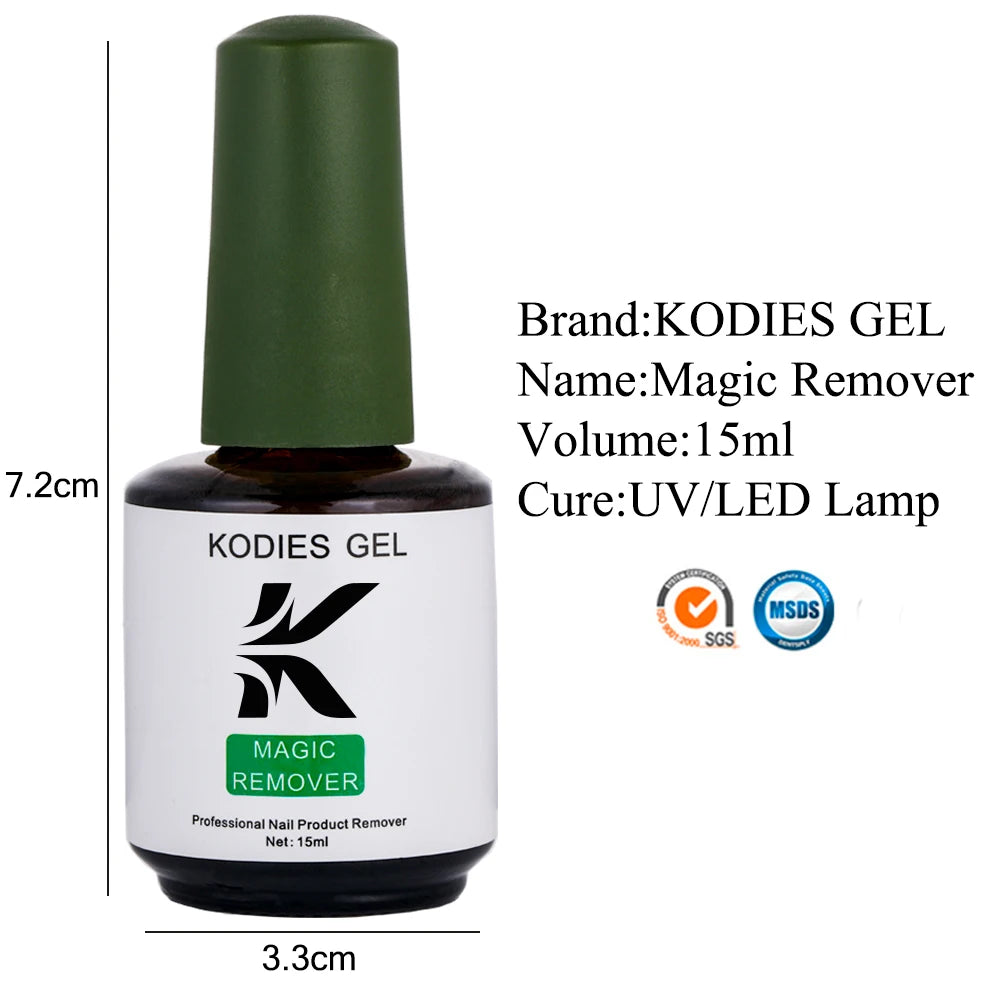 KODIES GEL Magic Remover Gel Nail Polish 15ML Strong Burst Semi Permanent Gel Remover Cleanser Liquid Manicure Nails Art Tools