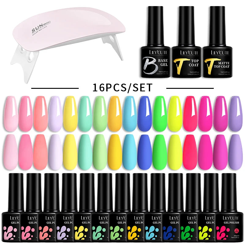 Manicure Set 32Colors Gel Nail Polish Set With UV LED Lamp Dryer Nail Art Vernis Semi Permanent UV Gel Set Nail Supplies Kit