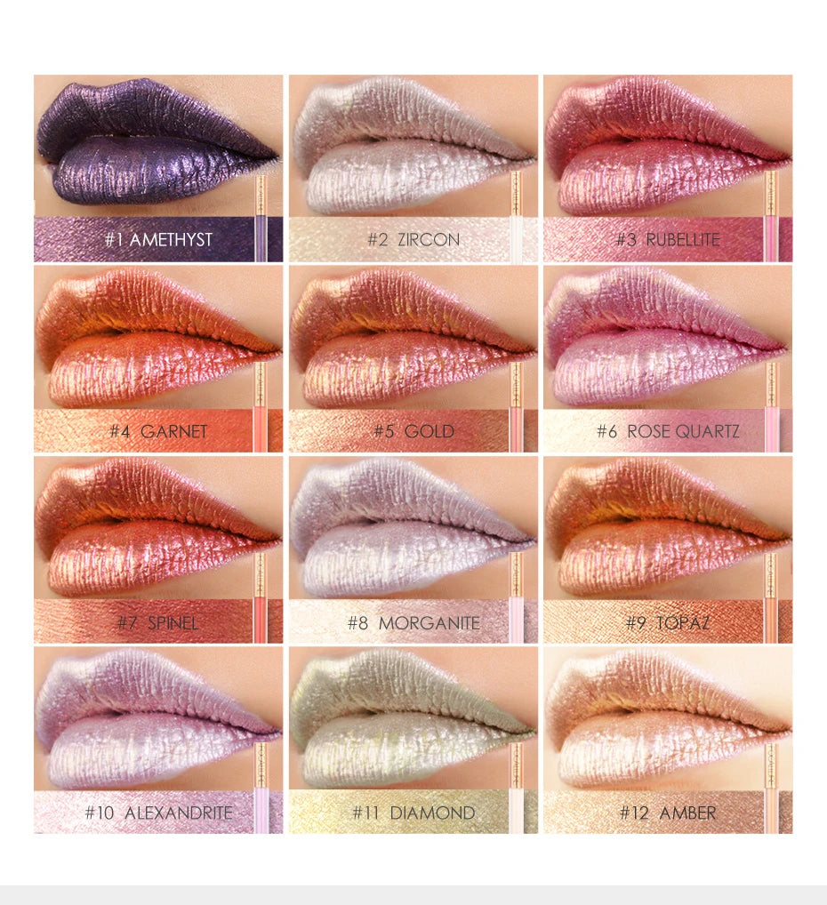 FOCALLURE 12 Color Chameleon Lip Gloss Shiny Matte Long Lasting Bright Moisturizing Liquid Lipstick Beauty Lips Makeup Cosmetics